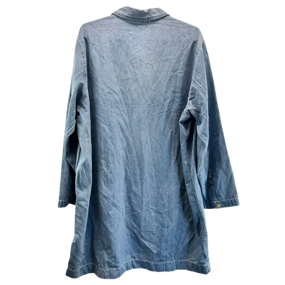 NWT J. Crew Popover Dress in Chambray Blue XXL Boho Prairie Coastal